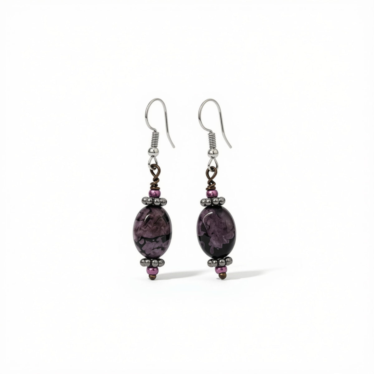 Donna Strohm - Oval Mauve Agate Earrings - Jewelry
