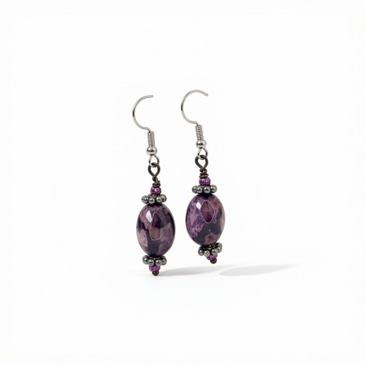 Donna Strohm - Oval Mauve Agate Earrings - Jewelry